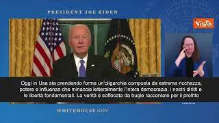 Biden: “Negli Usa sta prendendo forma una pericolosa oligarchia”