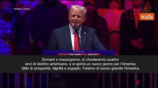 Trump al comizio pre insediamento: "Abbiamo vinto, riprendiamo il Paese"