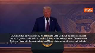 Trump: "Chiederò a Opec e Riad di abbassare i prezzi del petrolio"