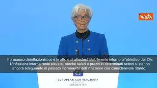 Lagarde (Bce): "Processo disinflazionistico in atto, si attesterà intorno a 2%"