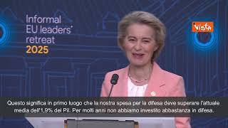 Von Der Leyen: "Piena flessibilità del Patto di Stabilità per le spese per la difesa"