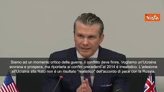 Pete Hegseth (Pentagono): "L'Ingresso dell'Ucraina nella Nato non è realistico"