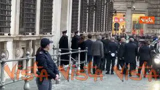 L'arrivo del Presidente israeliano Herzog a Palazzo Chigi per incontro con Meloni