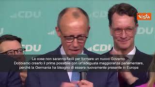 Merz (Cdu-Csu): Formeremo nuovo Governo rapidamente per essere di nuovo presenti in Ue