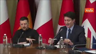 Trudeau presiede riunione G7 a Kiev con Zelensky. Macron e Trump collegati dalla Casa Bianca