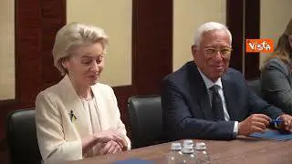 L'incontro tra Zelensky, Costa e Von der Leyen a Kiev per il 3° anno di guerra russo ucraina