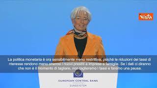 Lagarde (Bce): La politica monetaria è ora sensibilmente meno restrittiva