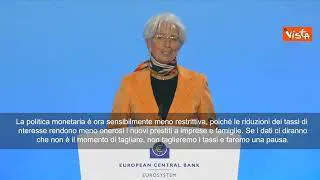 Lagarde (Bce): La politica monetaria è ora sensibilmente meno restrittiva