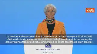 Lagarde (Bce): Incertezza politiche commerciali pesa su export e investimenti