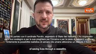 Zelensky: Parlato con Parolin dei nostri prigionieri, grazie del sostegno. Auguri al Papa