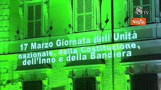 Giornata dell'Unità Nazionale, la facciata di Palazzo Madama illuminata con il tricolore