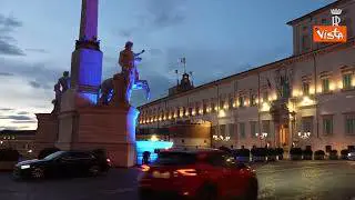 La Fontana dei Dioscuri al Quirinale illuminata di blu per la Giornata Mondiale sull'Autismo