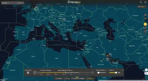 I movimenti aerei delle forze aeree Usa verso il Medio Oriente