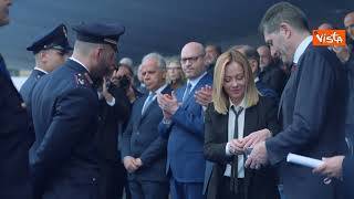 Meloni arriva a cerimonia 173esimo Anniversario fondazione Polizia di Stato a Piazza del Popolo