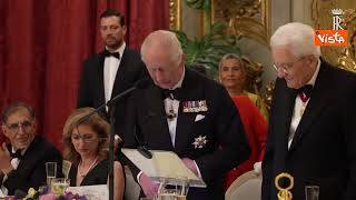 Il brindisi di Mattarella e di Re Carlo III al Pranzo di Stato al Quirinale
