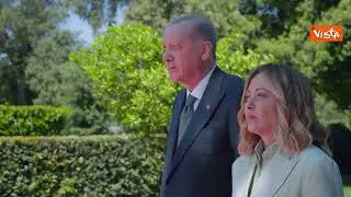 La premier Meloni accoglie a Villa Doria Pamphilj il Presidente Turco Erdogan