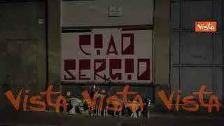 Lo striscione alla commemorazione di Ramelli "Onore ai camerati caduti"