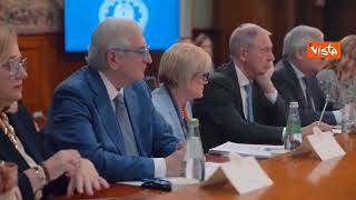 Meloni arriva all'incontro con i sindacati su salute e sicurezza sul lavoro a Palazzo Chigi