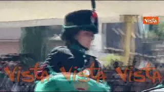 2 Giugno, i cavalli del reggimento "Lancieri di Montebello" sfilano alla parata ai Fori Imperiali