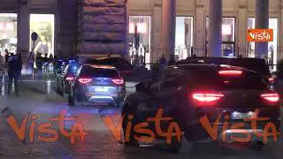 Il Presidente della Francia Macron lascia Palazzo Chigi dopo l'incontro con Meloni