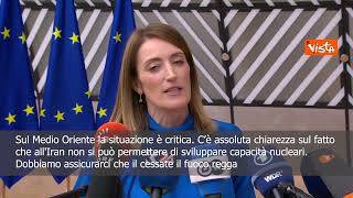 Medio oriente, Metsola: Si lavori su cessate il fuoco a Gaza e si mantenga quello in Iran
