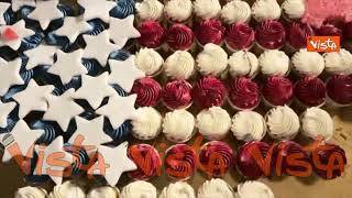 Festa 4 luglio a Villa Taverna, i cupcacke colorati formano la bandiera Usa a Stelle e Strisce