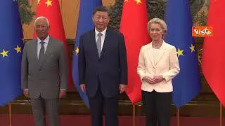 Von der Leyen e Costa in Cina, la foto con il Presidente  XI Jinping