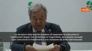 Guterres (Onu): "Israele fermi nuovo insediamento in Cisgiordania"