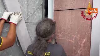 Gattino intrappolato al centro commerciale di Montano Lucino salvato dai Vigili del Fuoco