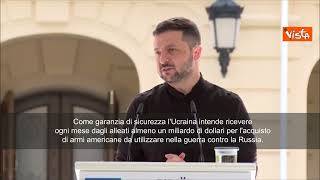 Zelensky: "Garanzie di sicurezza Ucraina? Puntiamo a un miliardo al mese di armi da Usa"