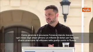 Zelensky: "Garanzie di sicurezza Ucraina? Puntiamo a un miliardo al mese di armi da Usa"