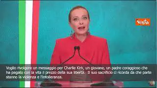 Morte Charlie Kirk, Meloni a EuropaViva25: Non cadremo nella trappola, no a spirale di violenza