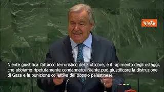 Gaza, Guterres: Serve cessate il fuoco immediato, rilascio ostaggi e soluzione a due Stati