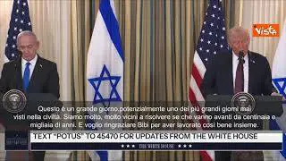 Trump con Netanyahu alla Casa Bianca: Molto vicini a un accordo per la pace in Medio Oriente