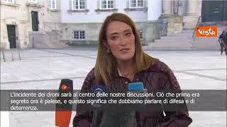 Metsola: Dopo provocazioni russe procederemo con la creazione di un muro di droni