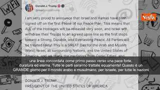 Trump annuncia sui social l'accordo Israele-Hamas