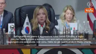 Meloni al G20: Lavorare con partner Usa e Ue per pace giusta in Ucraina