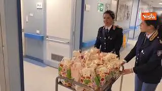 Polizia di Stato in visita all'Unita Spinale del CTO di Roma in occasione della Pasqua