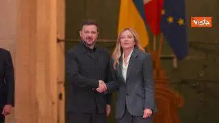 Meloni riceve a Palazzo Chigi il Presidente ucraino Zelensky