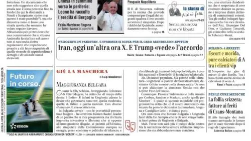 La prima pagina del Giornale: Le ultime indagini di Borsellino, il Cristo profanato dall’Idf, cambio rotta sul dl Sicurezza
