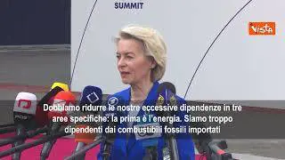Von Der Leyen: Europa deve essere più indipendente su energia, puntiamo su rinnovabili e nucleare
