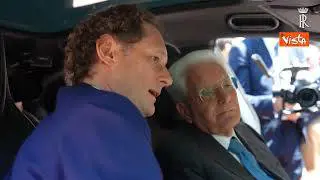 Mattarella sale a bordo della nuova Ferrari Luce al Quirinale