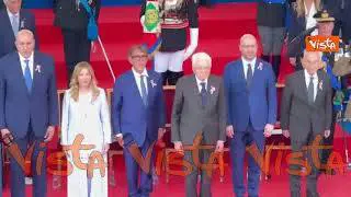 Gli onori al Presidente della Repubblica al termine della Parata del 2 giugno ai Fori Imperiali