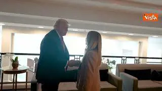 Meloni incontra Trump al G7 di Evian. Le immagini del bilaterale e la stretta di mano tra i due