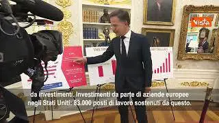 Rutte mostra grafici per elogiare Trump: Grazie a lui 200mila posti di lavoro in più negli Usa