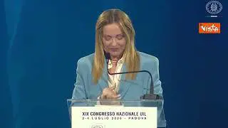 Meloni a Congresso Uil: Grazie a Bombardieri detto "Bomba", nome aiuta. Con "Meloni" più difficile