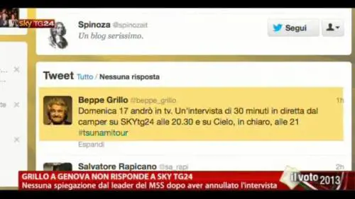 Grillo scappa dai giornalisti di SKY