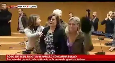 Thyssen, le proteste dei parenti delle vittime