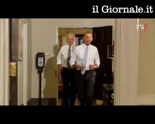 #Letsmove, Obama e Joe Biden corrono per i corridoi della Casa Bianca