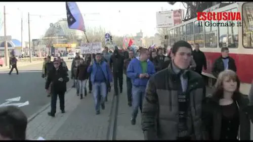 Manifestazione filorussa a Donetsk